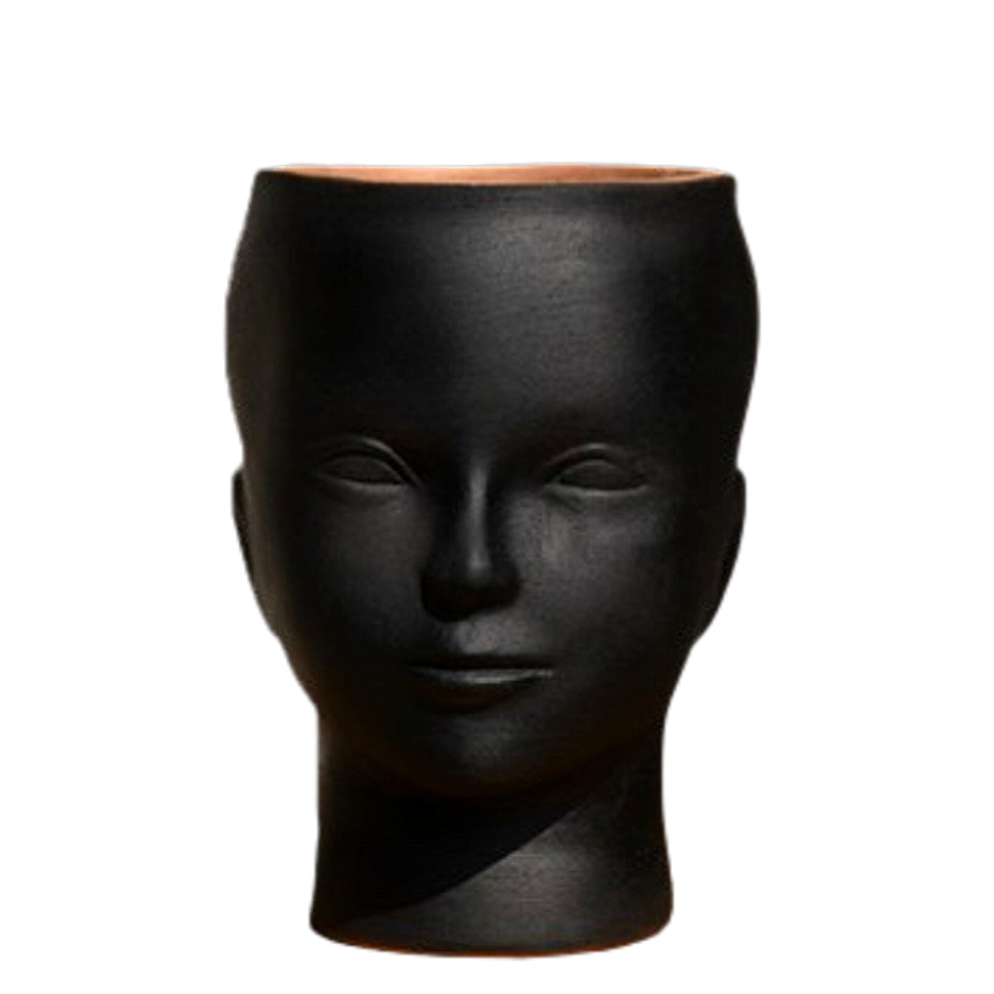Керамичка саксија форма глава црна 17cm